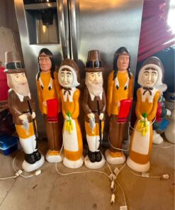 Union Don Featherstone Pilgrim Couple & Indian Blow Mold Set