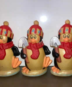 Set of 3 Vintage Penguin Blow Molds, Vintage Light Up Penguin Figures, 1960 Rigid Plastic Penguin Figures, 9" Blow Mold Penguins