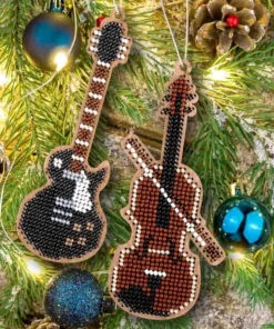DIY Christmas tree toy kit "Guitar and violin" | Christmas tree decor | Christmas gift | Beaded ornament