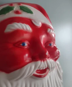 Vintage 1960s NOMA Light Up Santa Face: Blow Mold Christmas Wall Hanging