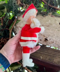 Vintage 1950 1960 Standing Santa Christmas Figure Ornament Retro Santa Japan 8” Blow Mold Plastic Santa XMas Retro Kitsch Holiday Decor