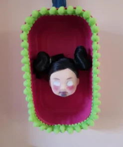 Sardine Tin Mixed Media Art: Kitsch Halloween Doll Head Decor