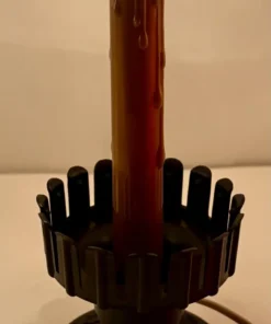 Vintage Paramount Red Hurricane Candle Lamp Holly Decorated Blow Mold