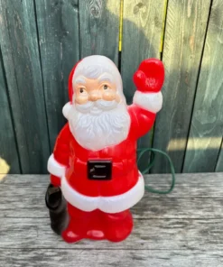 Vintage Santa Blow Mold Tabletop Home Outdoor Waving Christmas 13” Decoration.
