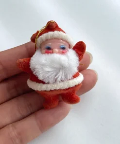 Vintage Flocked Santa Christmas Ornaments | Kitschy Blow Mold Trio