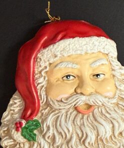 Vintage Blow Mold Santa Ornament: 4" Christmas Tree Decoration