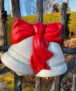 Vintage Christmas Blow Mold Yellow Bells with Red Ribbons