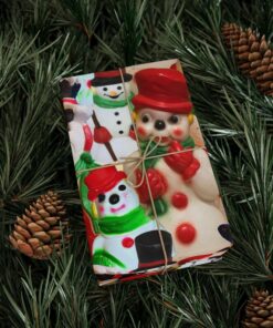 Winter snowman wrapping paper, Christmas gift wrap, holiday gift wrap, vintage snowman design, festive gift wrap roll