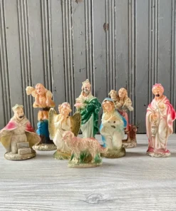 Vintage Plastic Christmas Nativity Scene Figurines - Set of 8 Figures