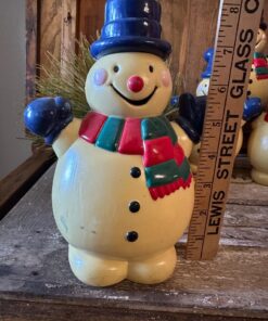 4 Vintage Snowmen Blow Molds, Lighted Pathway Plastic Snowmen