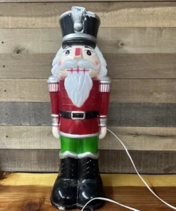 24-inch Blow-Molded Nutcracker Soldier Christmas Garden Lamp - Paint Wear
