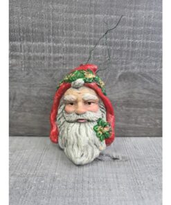 Vintage Blow Mold Santa Claus Head Christmas Ornament 4" 127a