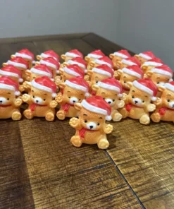 Lot of 25 Vtg Christmas Around the World Blow Mold Teddy Bears w/Santa Hats