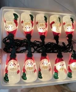 VTG 10 Indoor Christmas Holidays Fancy Lights Santa Blow Mold Light Set 6.5 Ft