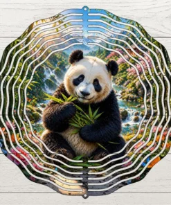 Panda Wind Spinner PNG, Bamboo Bear Nature Scene, Sublimation Art (Digital Download)
