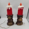 1969 Empire Plastics Blow Mold Lighted Candles Flame Bulbs Set Of 2 13" *flaw