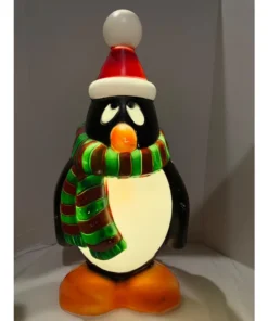 General Foam Plastics Penguin Blow Mold Christmas Vintage Santa Hat Scarf 29"