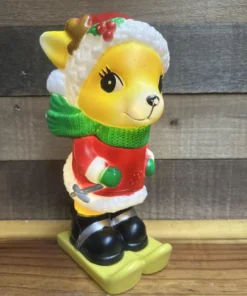 Holiday Time Skiing Reindeer Blow Mold 11" Tabletop Light Up Indoor Christmas
