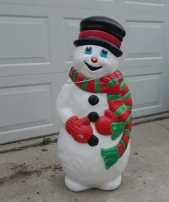 Vintage 40" blow-molded snowman with black top hat, Christmas garden decoration