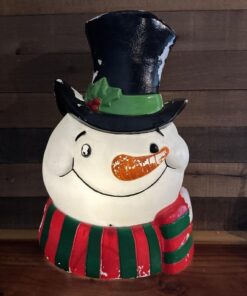 Blow Mold Lighted Snowman Decoration Motion Sound Activated -paint Wear