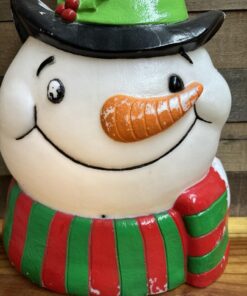 Blow Mold Lighted Snowman Decoration Motion Sound Activated -paint Wear