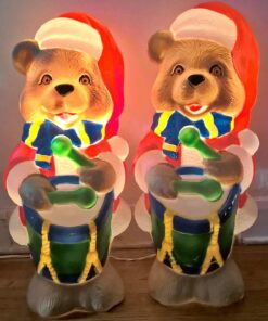 Vintage Christmas Blow Mold Twins TEDDY BEAR DRUMMER BOY
