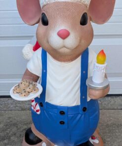 Christmas Santa Mouse W/ Cookies Candle Blow Mold Pre-lit LED Light Up 3...