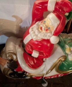 Vintage blow mold Santa with 5 reindeers